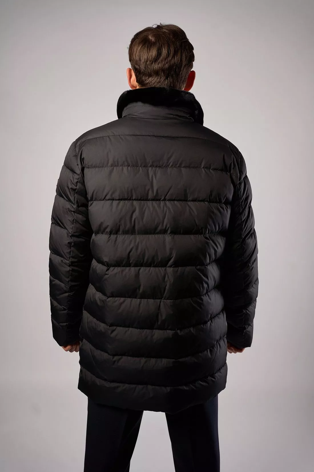 Куртка мужская на синтетическом пуху с отд. из меха кролика Рекс