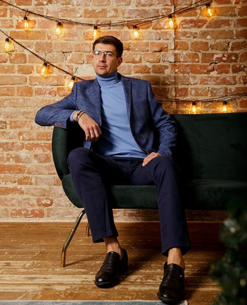 Пуловер мужской WH цвет голубой ENRICO CERINI 6 BLUE