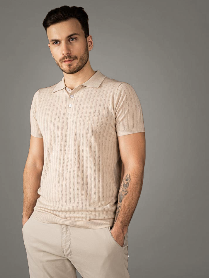 Поло мужское Р101 цвет бежевый DTMD (DORTMUND) BEIGE