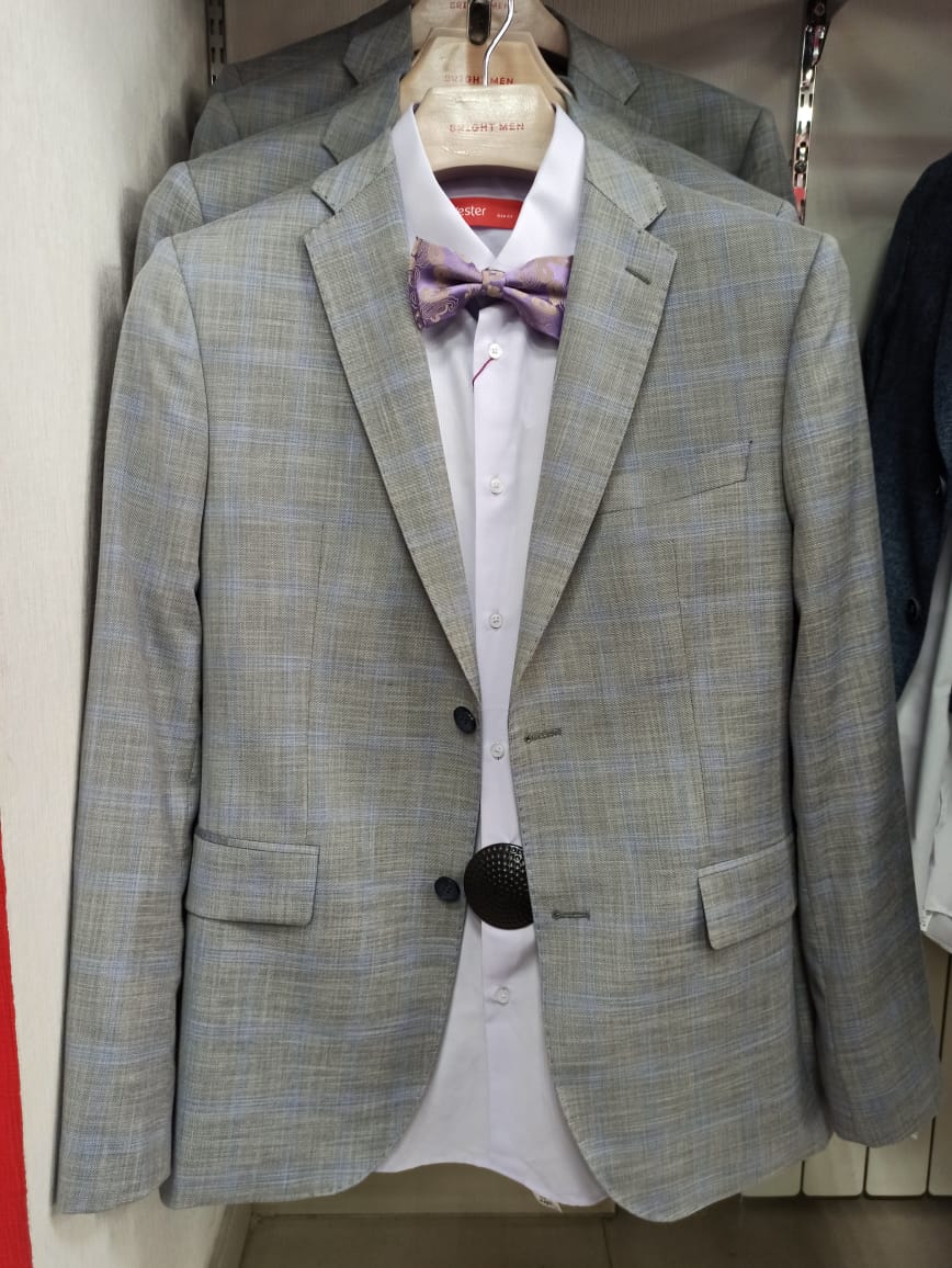 Костюм мужской   серый в клетку TRUVOR 2412В 3079, тк.СПО26809