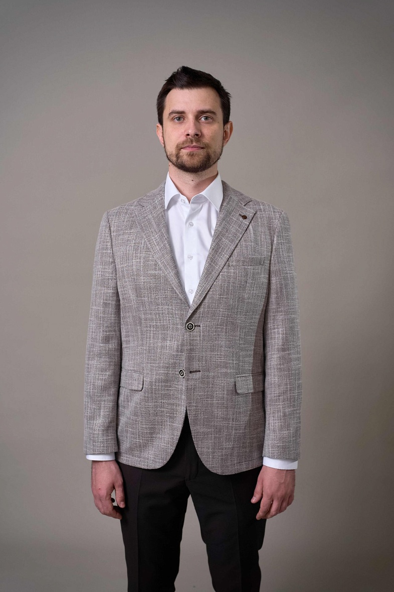 Пиджак мужской полуклассический бежевый меланж TRUVOR 4652KV тк.СПО41057