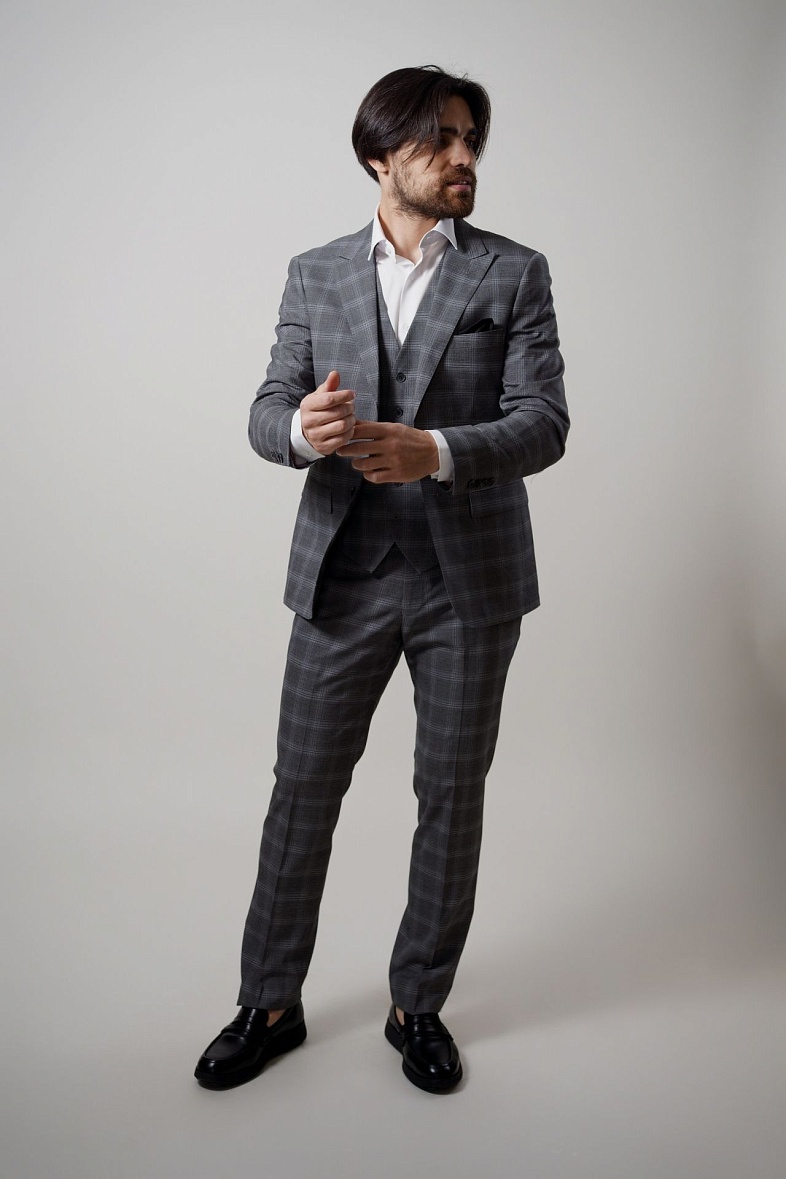 Костюм мужской   белый в клетку Adam Soul 73/1 UZ/1B/Sh