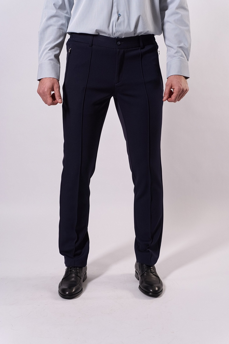 Брюки мужские классические без стрелок синий MARCELLO GOTTI 15891-2523