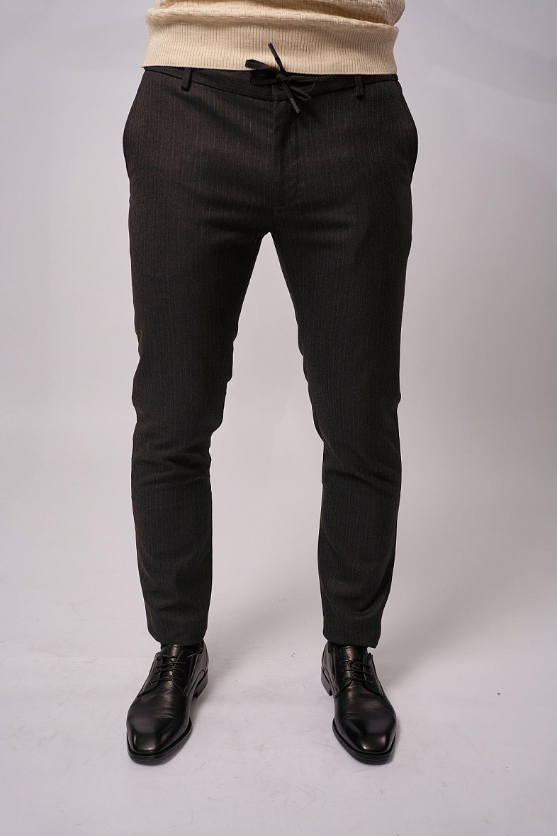 Брюки мужские классические без стрелок серый SMART MEN 38227 антрацит завязки