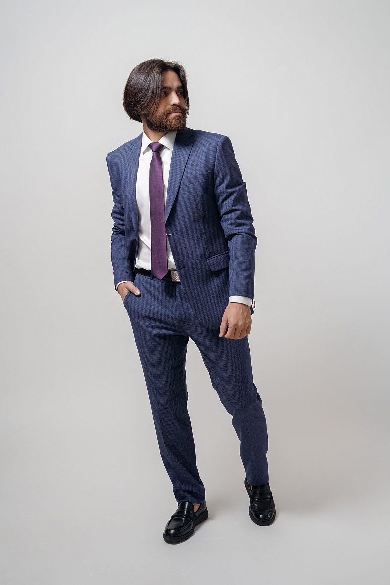 Костюм мужской   синий в клетку TRUVOR 2412V 3079 тк.СПО39331