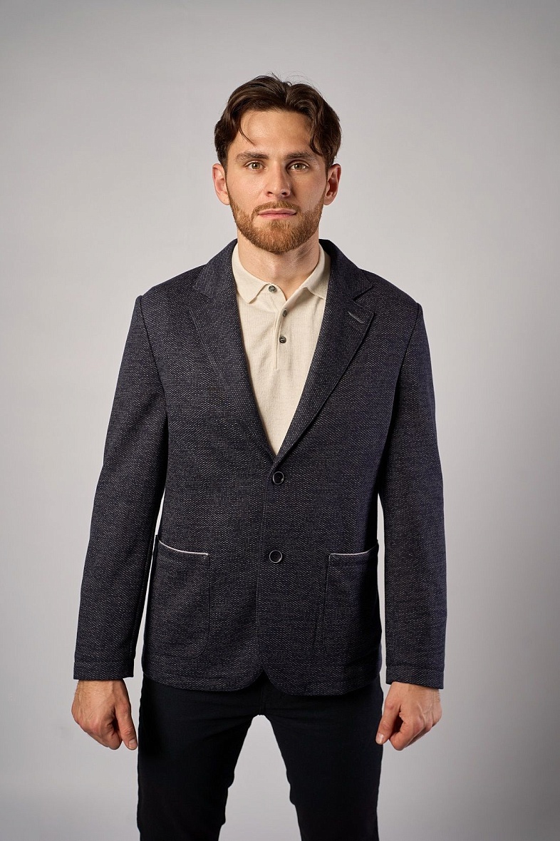 Пиджак мужской кежуал синий фактурный Royal Spirit Арно