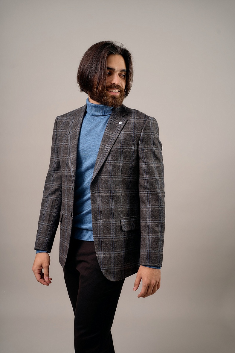 Пиджак мужской   в клетку TRUVOR 1912V тк.СПО40085