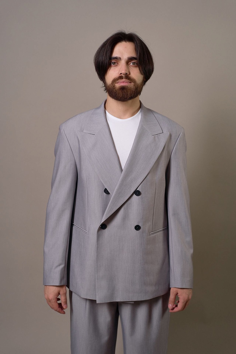  мужской кежуал  серый однотонный  Oversize 118 Od\BB