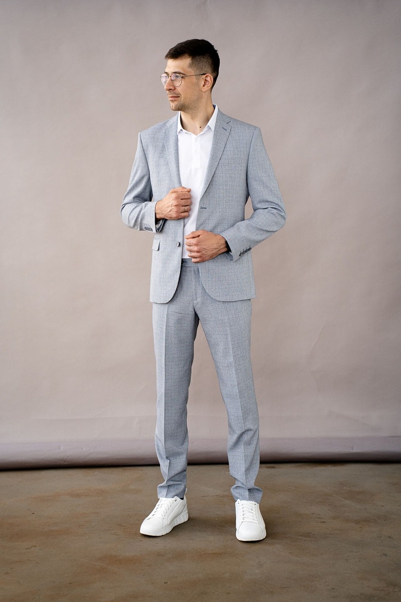 Костюм мужской   серый в клетку TRUVOR 1462V 304 тк.СПО36382