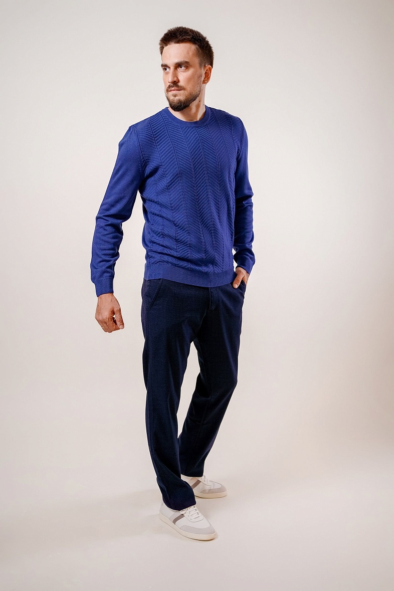 Брюки мужские классические без стрелок синий CLAUDE 152 Поло