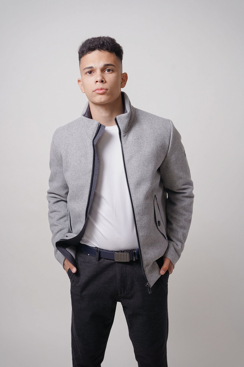 Куртка мужская на утеплителе чёрный MADZERINI URAN/U04-99 светло-серый