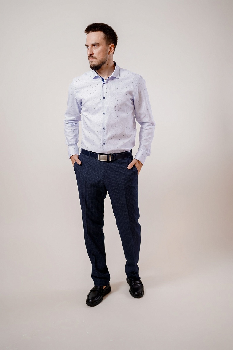 Брюки мужские классические со стрелками голубой MARCELLO GOTTI 15883-4506