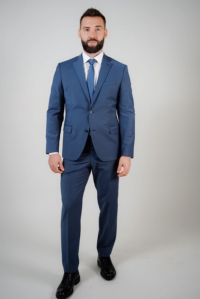 Костюм мужской   голубой, серый в клетку VALENTI 4538-NB-840S