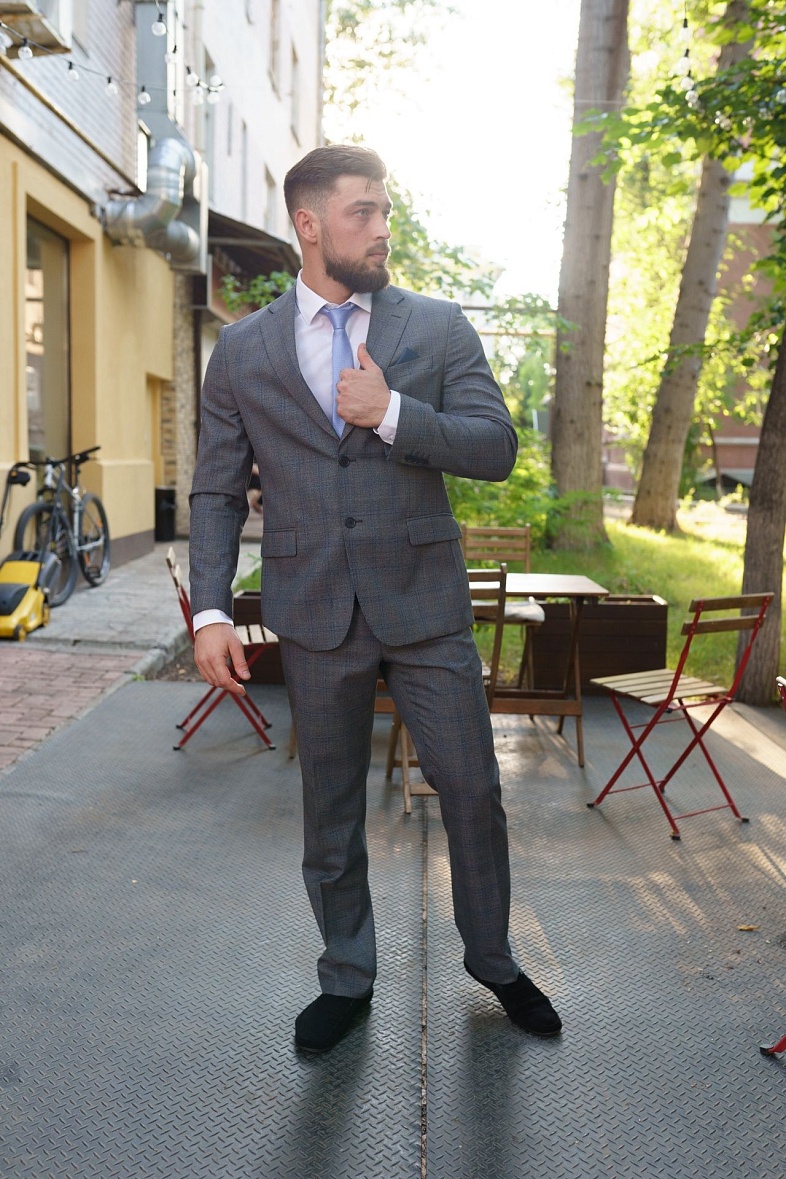 Костюм мужской   серый в клетку TRUVOR R1912KVBY 339 тк.СПО31422