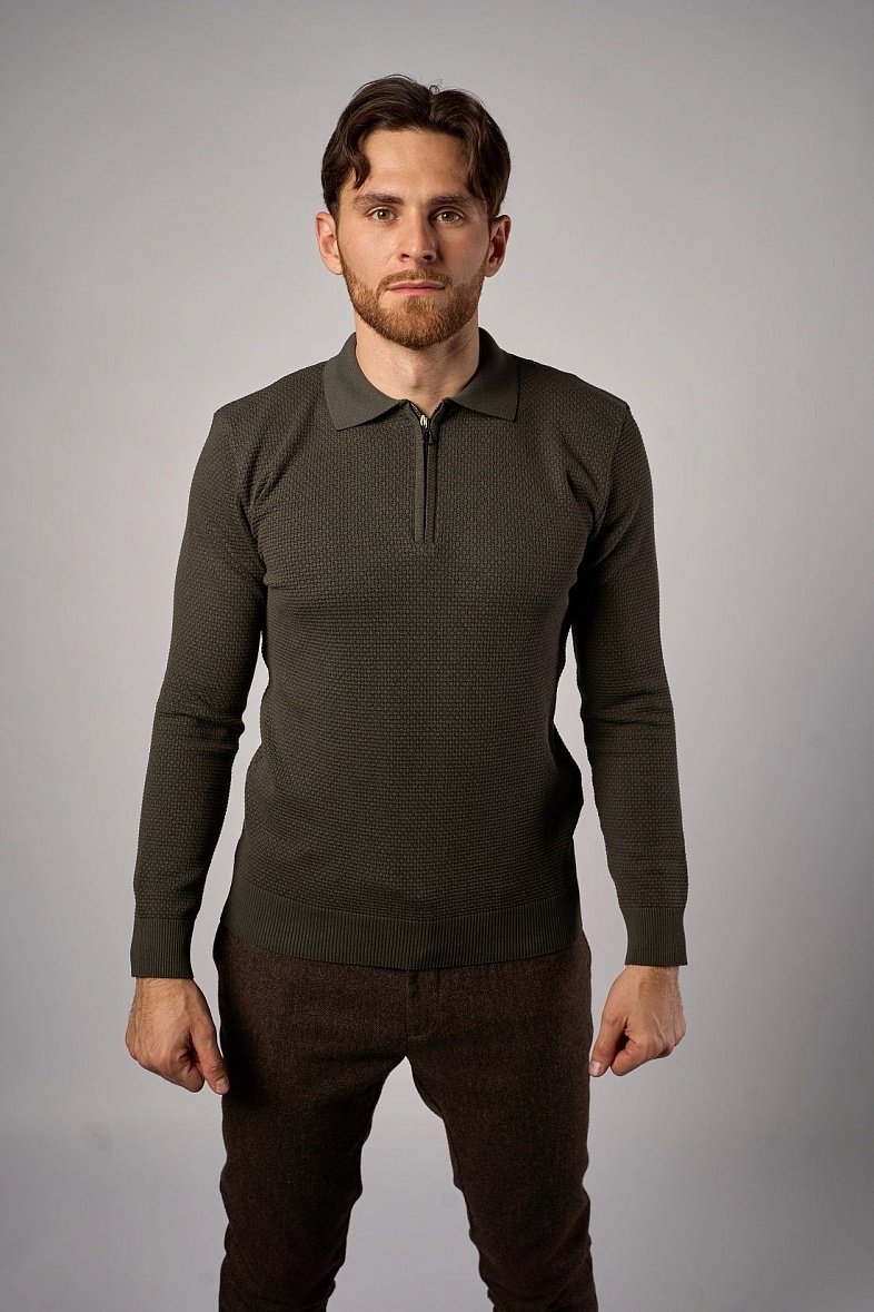 Джемпер-поло мужской цвет зеленый SMART MEN 11567.25.0026 хаки