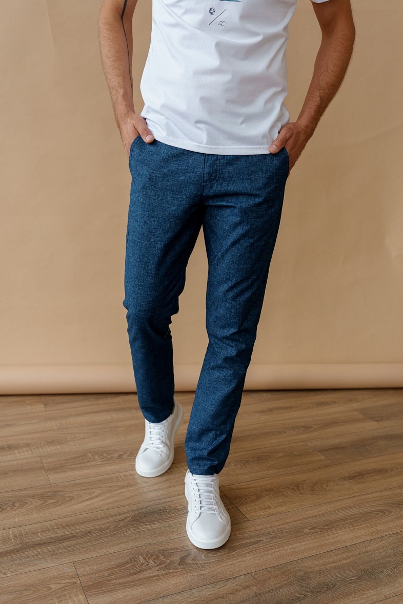 Брюки мужские чиносы, (повседневные брюки) синий Royal Spirit Дюссолье