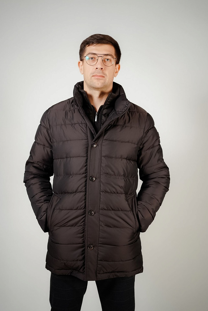Куртка мужская на синтетическом пуху с отделкой из трикотажа коричневый MADZERINI LUI/3254-40 коричневый