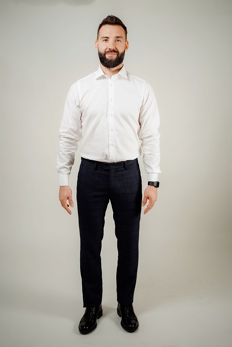 Брюки мужские классические без стрелок синий, красный CLAUDE 24951 Трамаросса