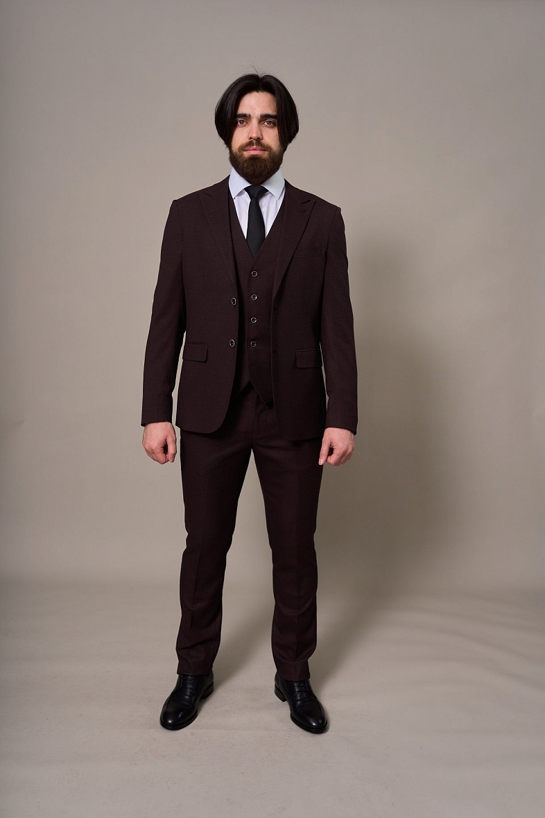 Костюм мужской классический тройка коричневый меланж Adam Soul 419\6Od\1B\Sh