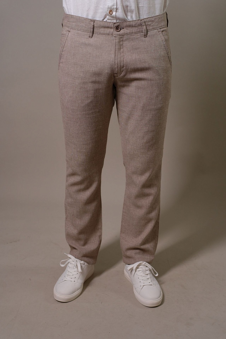 Брюки мужские классические без стрелок бежевый CLAUDE 70206 Поло