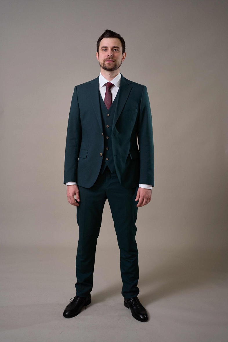 Костюм мужской классический тройка зеленый однотонный Adam Soul 220\611Od\Barsa\C KC 