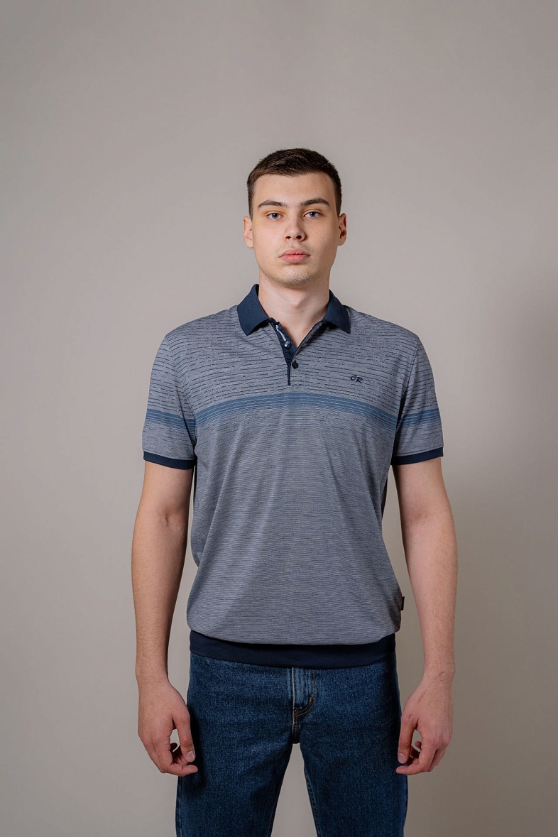 Поло 70% хлопок цвет синий Caporicco 20049