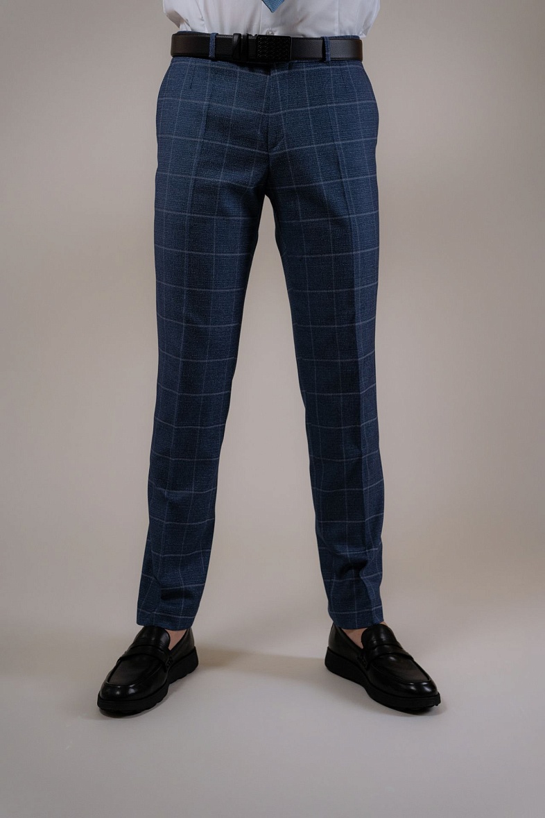 Брюки мужской   голубой в клетку TRUVOR 3045 тк.СПО38881