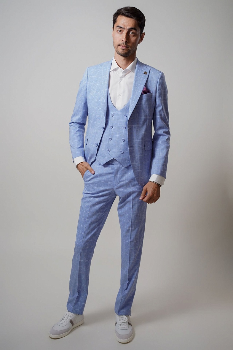 Костюм мужской   белый в клетку Simoni 2661(6)