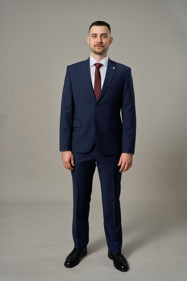 Костюм мужской классический двойка синий однотонный TRUVOR 2412 3079 тк.СПО39847