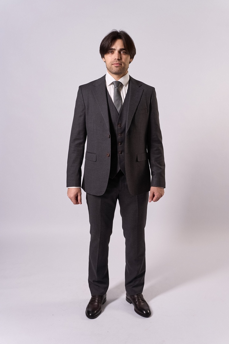Костюм мужской классический тройка серый однотонный Adam Soul 384\66Od\1B\C