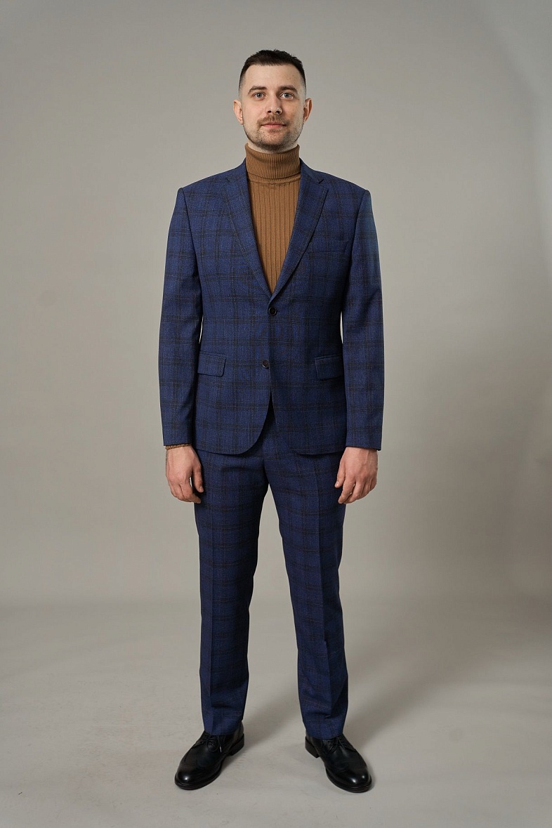 Костюм мужской классический двойка коричневый в клетку TRUVOR 2412 3079 тк.СПО40174