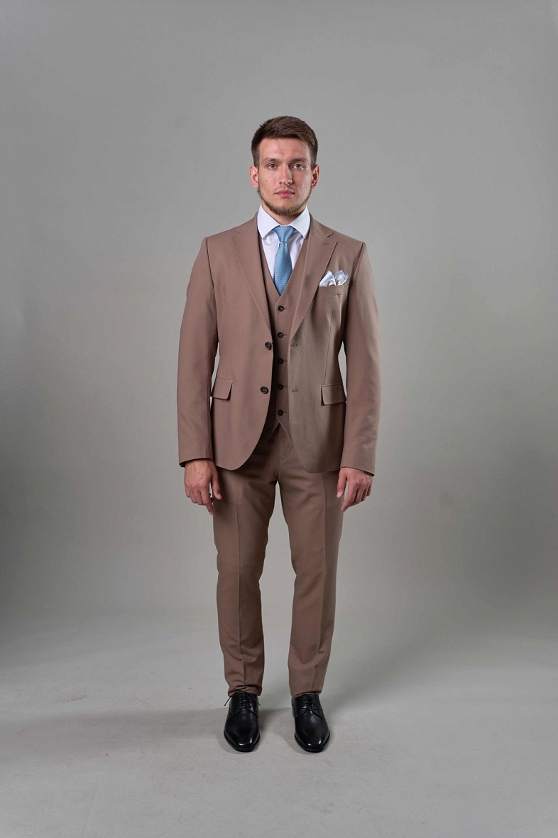 Костюм мужской классический тройка бежевый однотонный Adam Soul 351 Od\Barsa\C KC