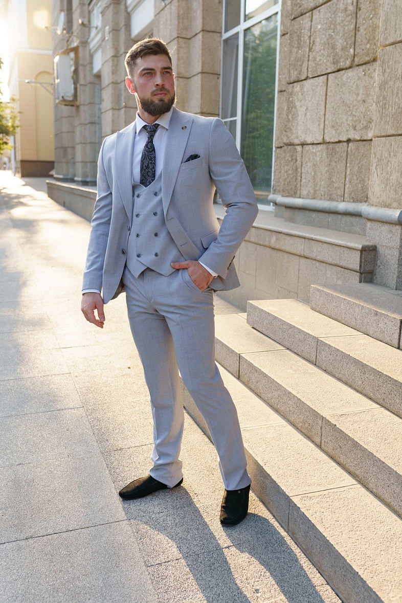 Костюм мужской   серый однотонный Simoni 500-06- 6603