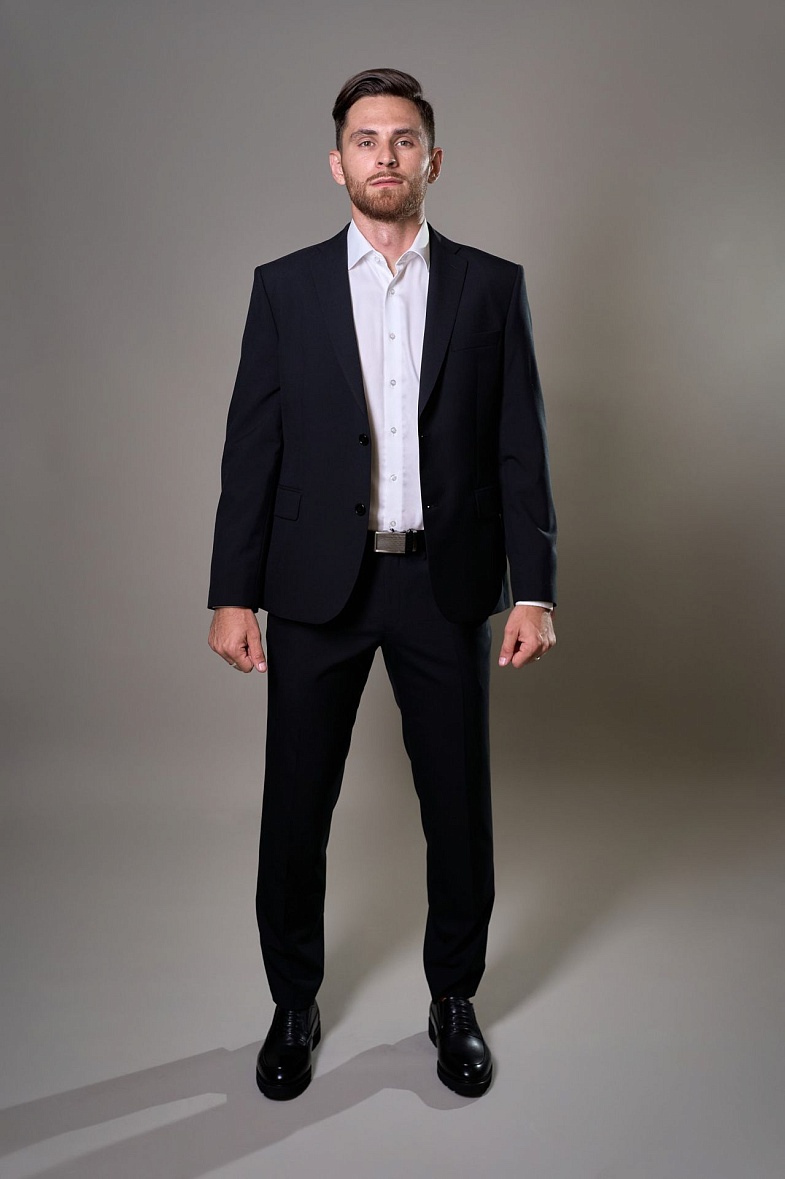 Костюм мужской классический двойка черный однотонный TRUVOR 2412 3078 тк.СПО43237