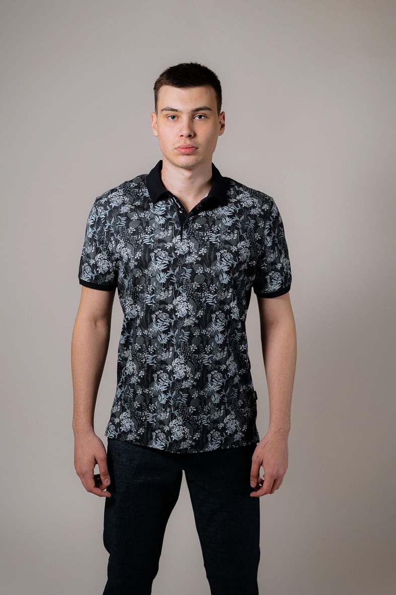 Поло 100% хлопок цвет синий Caporicco 8998