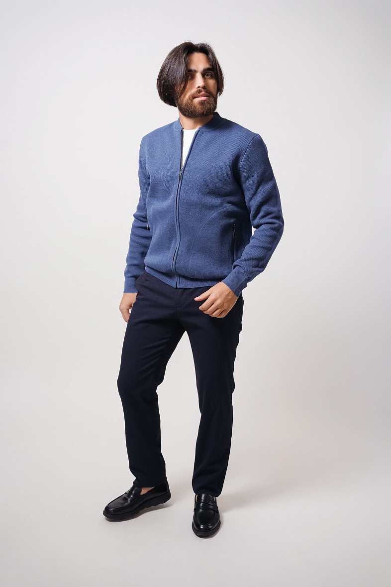 Бомбер-жакет трикотажный GROSTYLE knit цвет голубой GROSTYLE 035245