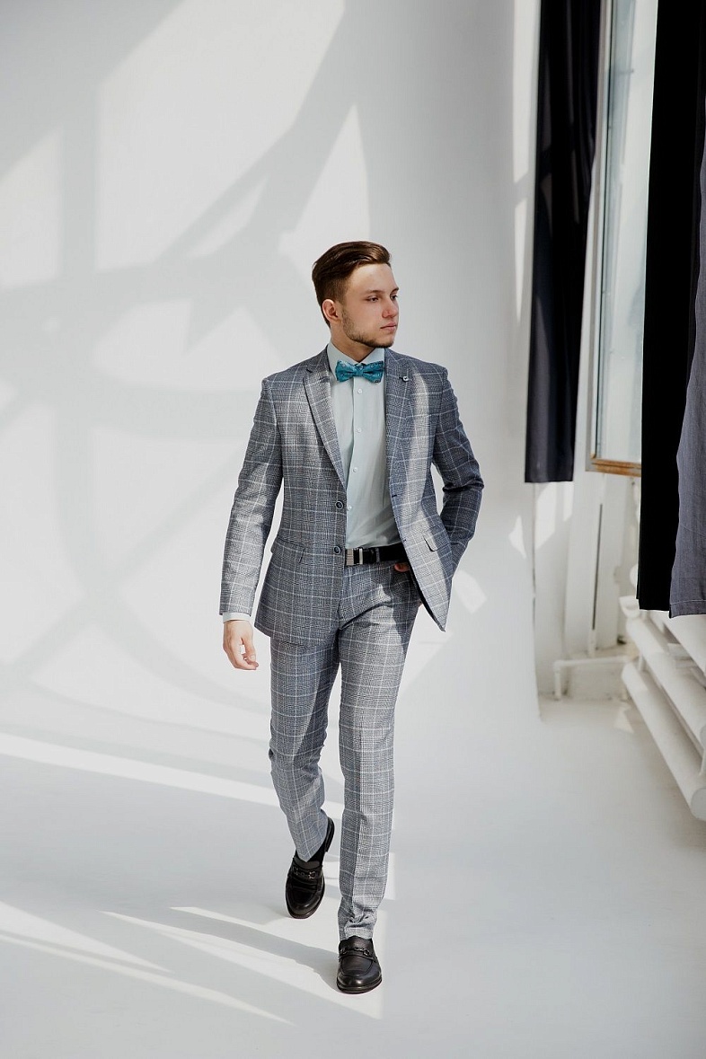 Брюки мужские классические со стрелками серый TRUVOR 304, тк. СПО33849