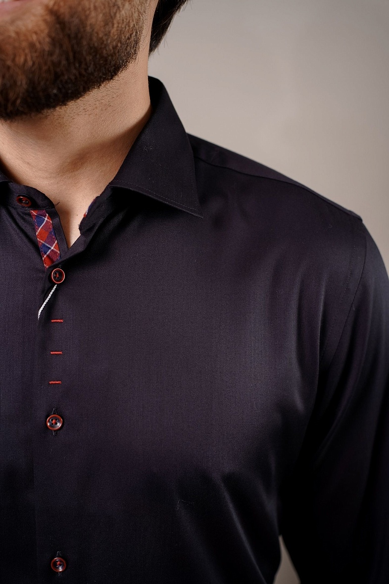 Рубашка мужская длинный рукав чёрный VESTER 52115 цв. 09