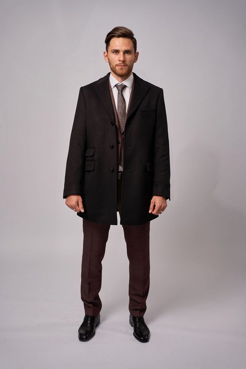 Пальто мужское черный TRUVOR 8471VC тк.СПО42415