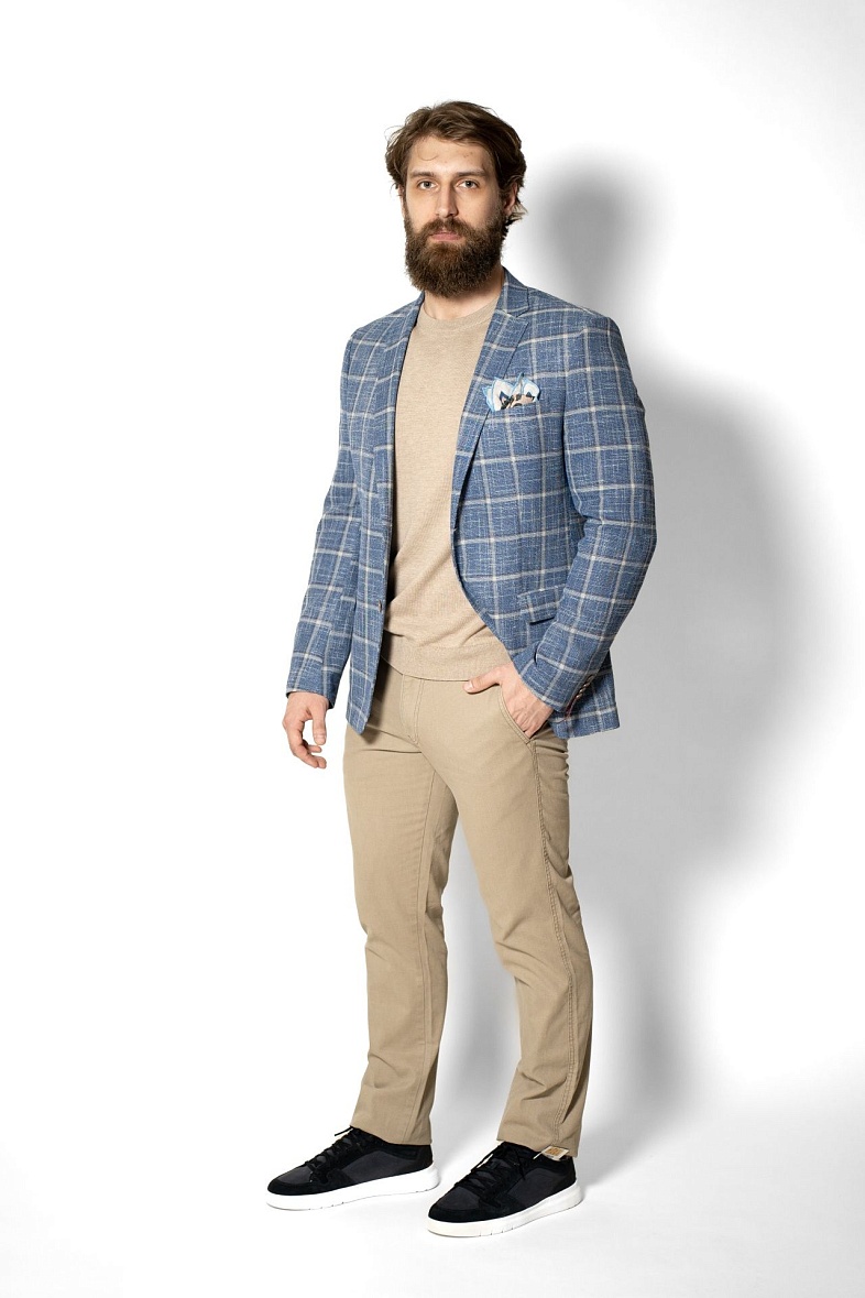 Пиджак мужской  голубой в клетку VALENTI 3459-VS-35S