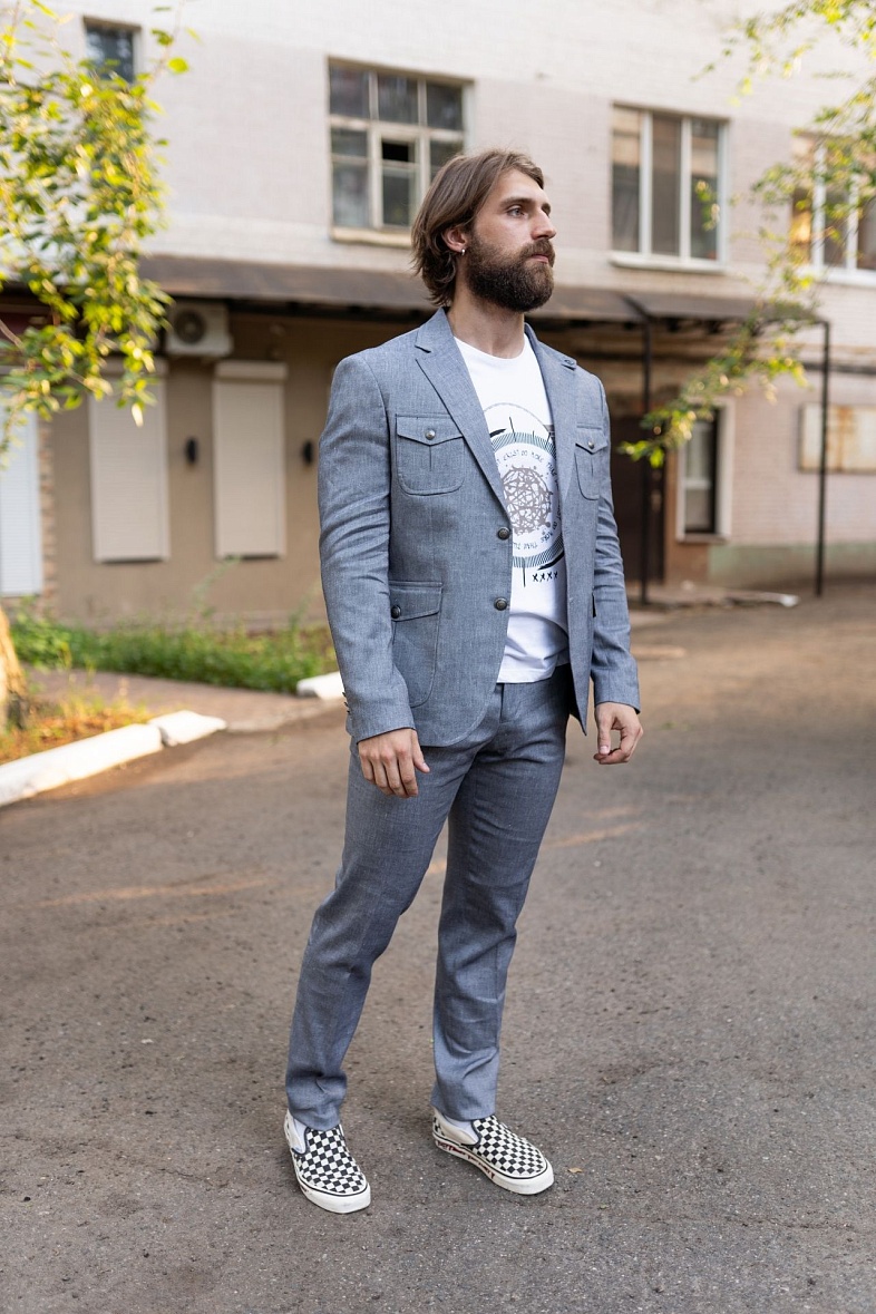 Костюм мужской   синий однотонный MCR Casual 45222