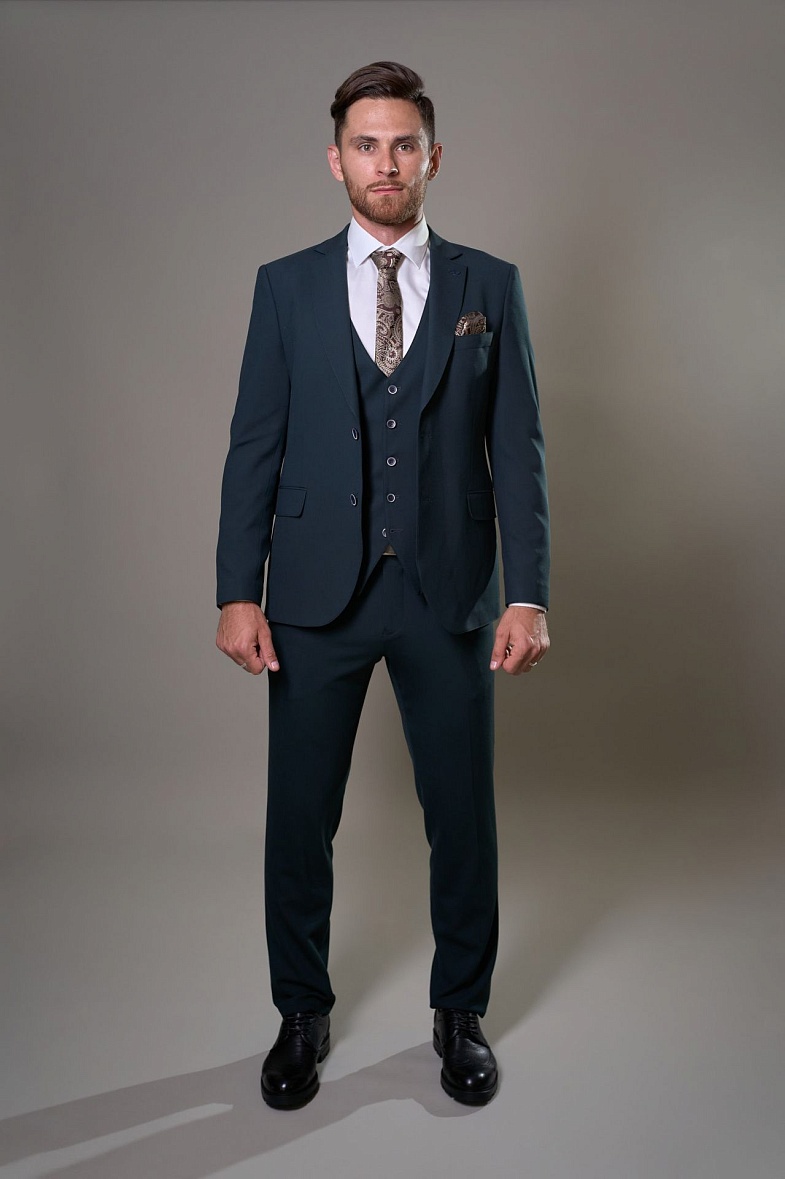 Костюм мужской классический тройка зеленый фактурный SMART MEN 45391 изумрудный