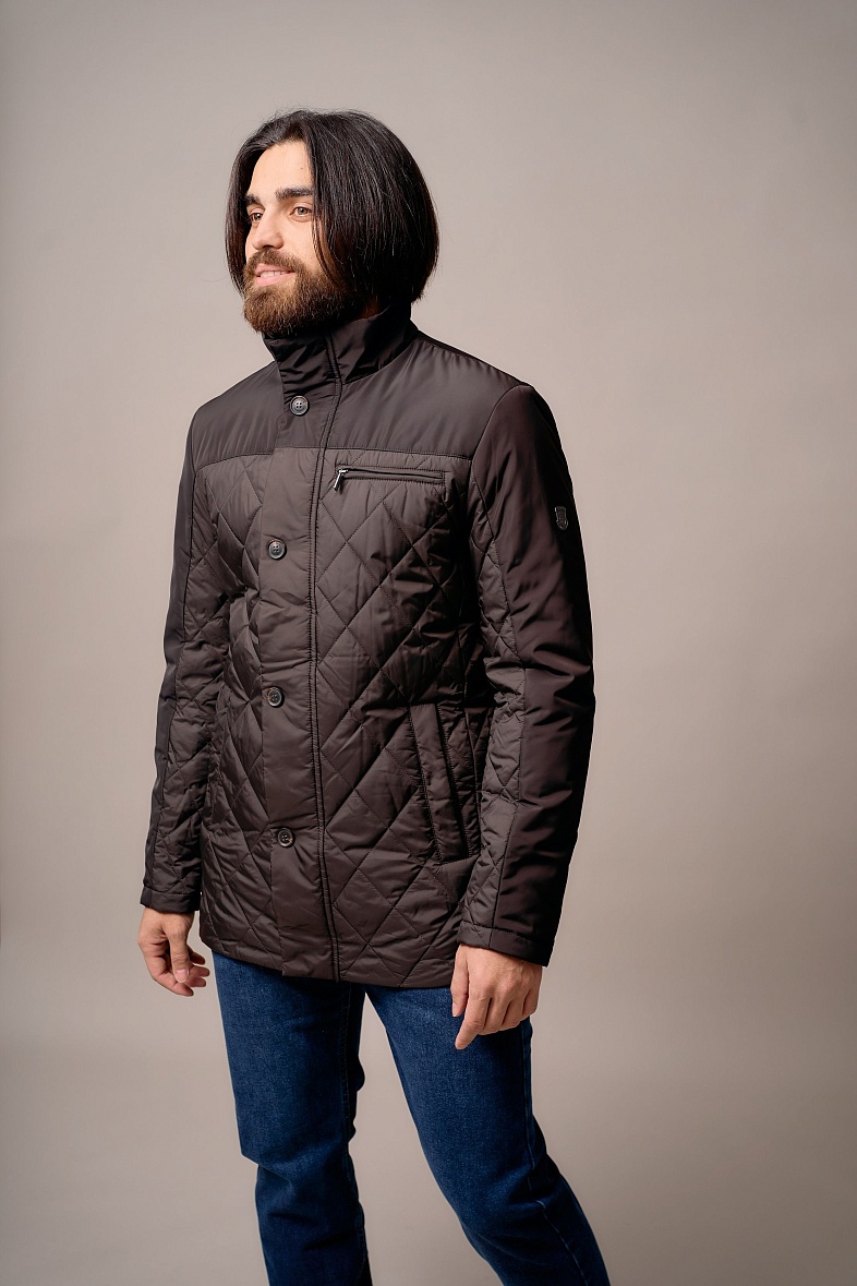 Куртка мужская стеганая с отд.из трикотажа коричневый MADZERINI ARSENIO/M412-121 (темно-коричневый)