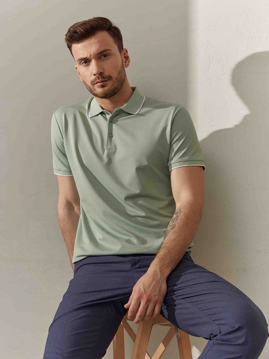 Поло мужское Р209 цвет белый DTMD (DORTMUND) OLIVE