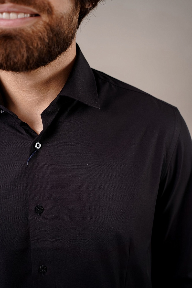 Рубашка мужская длинный рукав чёрный GROSTYLE SS017205