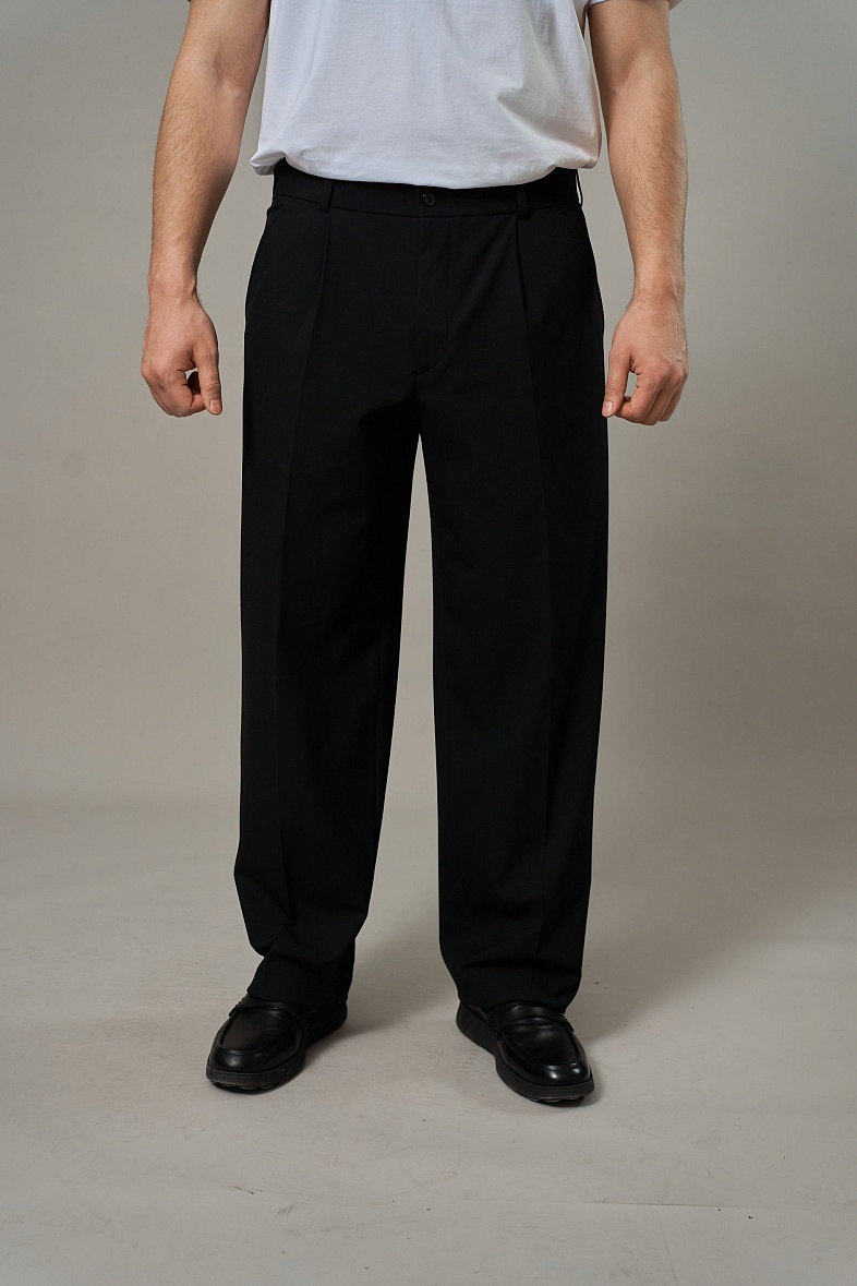 Брюки мужские классические со стрелками чёрный MARCELLO GOTTI 15844-9177