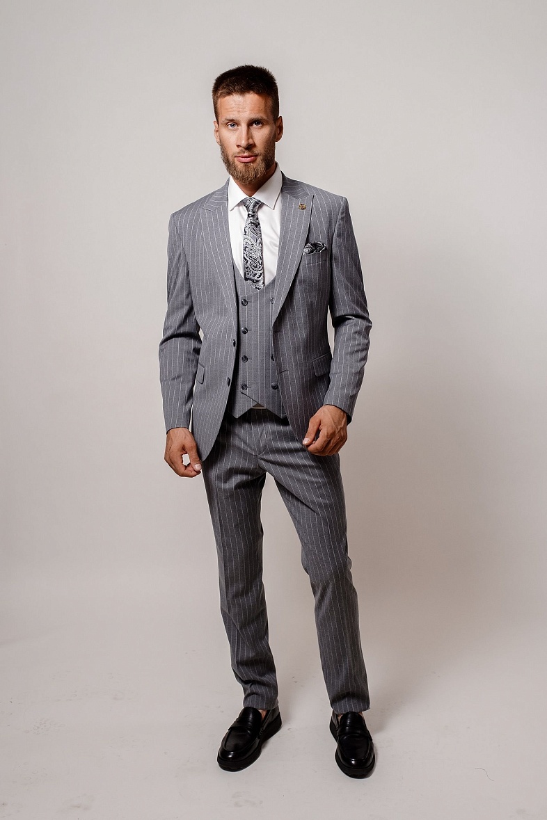 Костюм мужской   белый в полоску Simoni 1086(6)