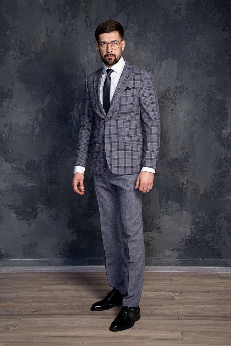 Брюки мужские классические со стрелками синий TRUVOR 3079 тк.СПО35597