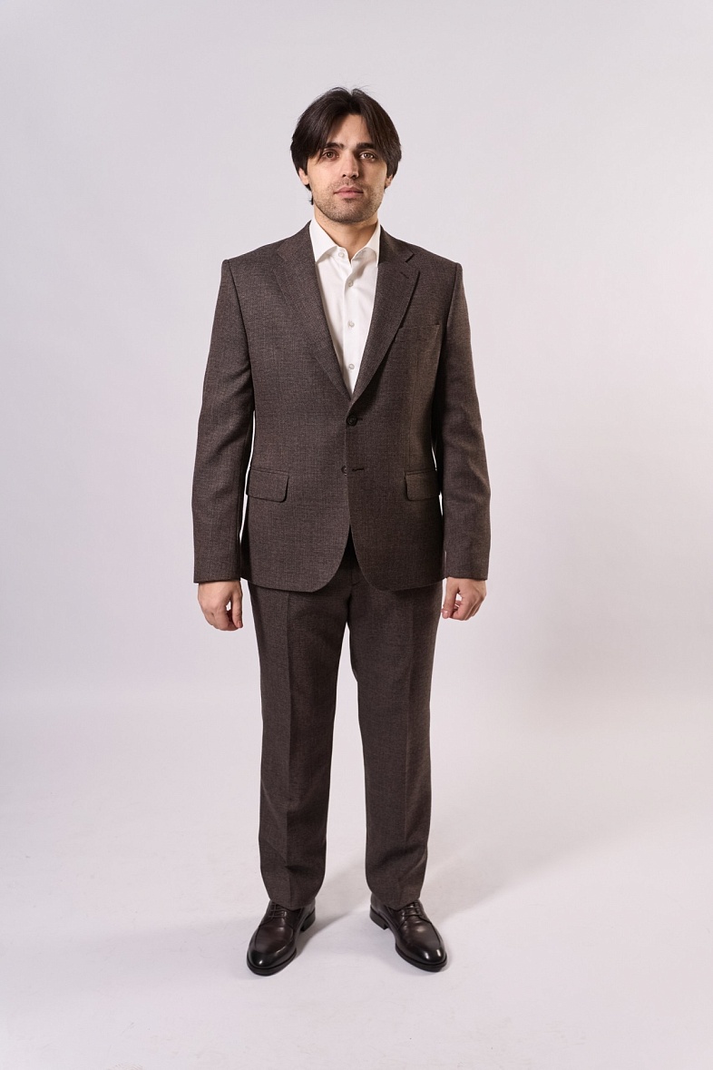 Костюм мужской классический двойка коричневый фактурный TRUVOR 2432V 3079 тк.СПО42641