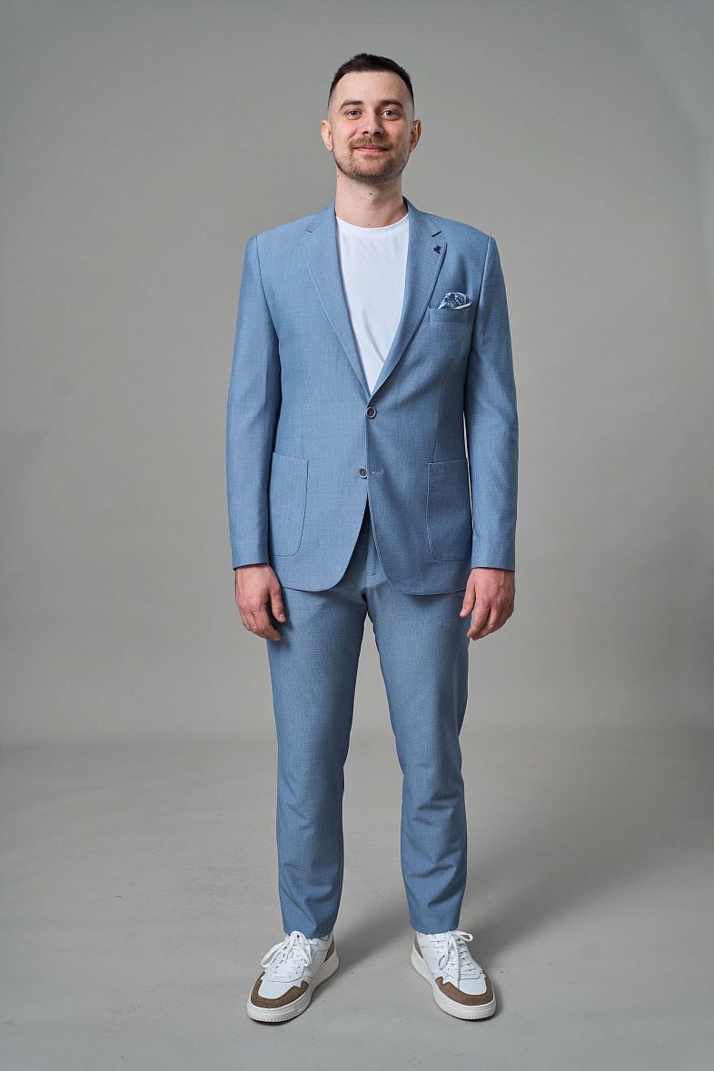 Костюм мужской кежуал двойка голубой фактурный SMART MEN 45378.0011 ц. голубой